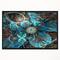 Designart - Fractal Blue Flowers - Floral Art Framed Canvas Print